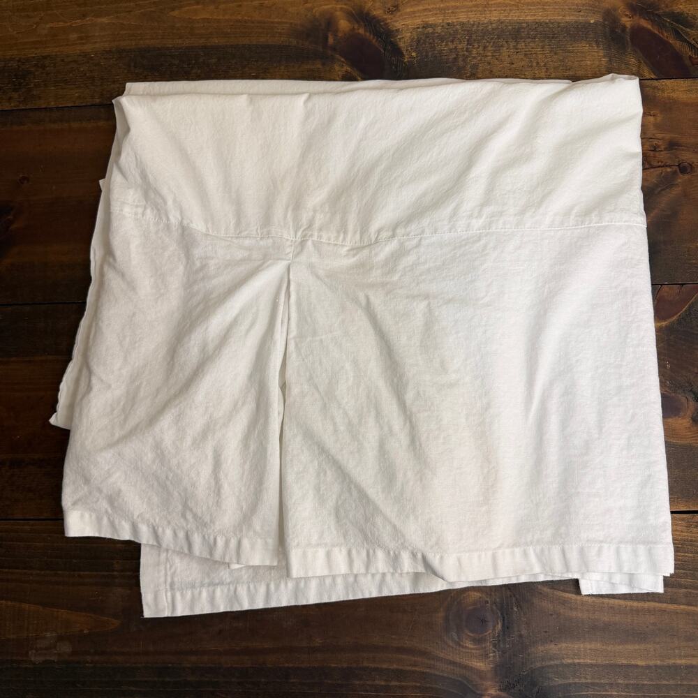 Pottery Barn FULL Size 76" x 54" Linen Cotton Blend Bed Skirt White 14” Drop